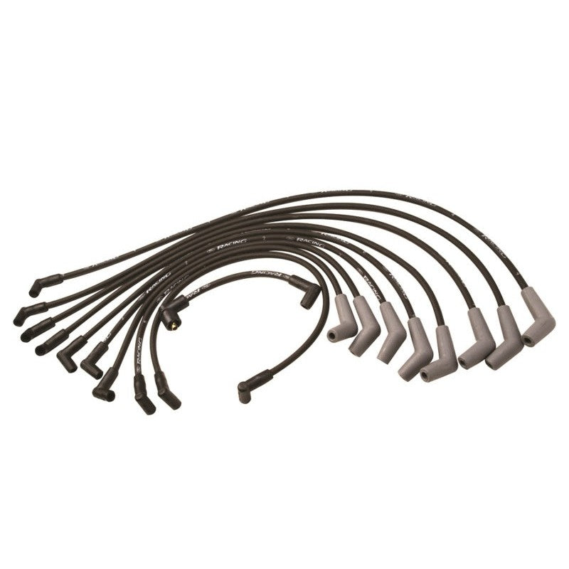 Ford Racing 9mm black spark plug wire set with 45-degree boots, numbered for cylinder identification.