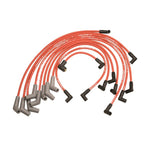 Red Ford Racing 9mm spark plug wire set with black 45-degree boots and stainless steel terminals.