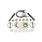 Ford Racing Hood Latch and Pin Kit with chrome pins, mounting plates, and lanyards for 1967-1973 Mustang.