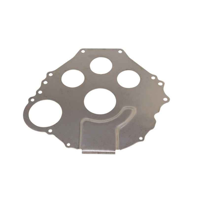 Steel Ford Racing M-7007-B bellhousing separator and starter index plate for small block Ford manual transmissions.