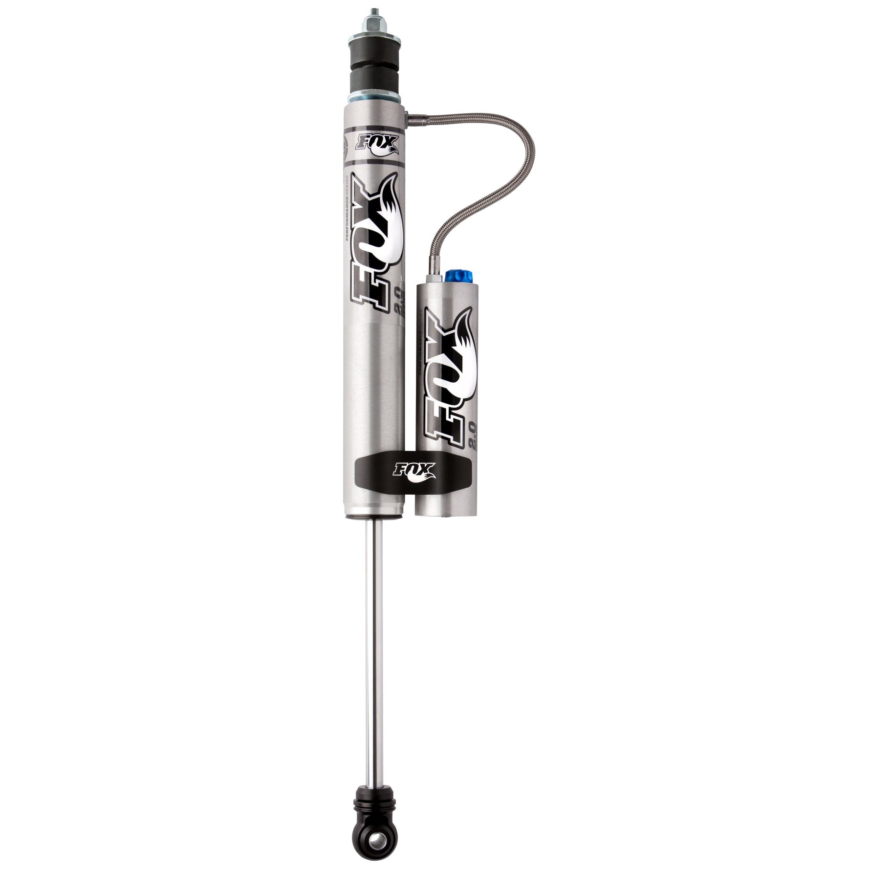 Fox 2.0 Performance Series aluminum remote reservoir rear shock with CD adjustment knob and mounting clamp