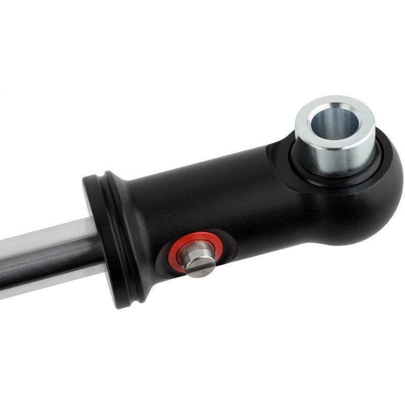Fox 2.0 Factory Race Series ATS steering stabilizer with external reservoir and black anodized axle mount clamp.