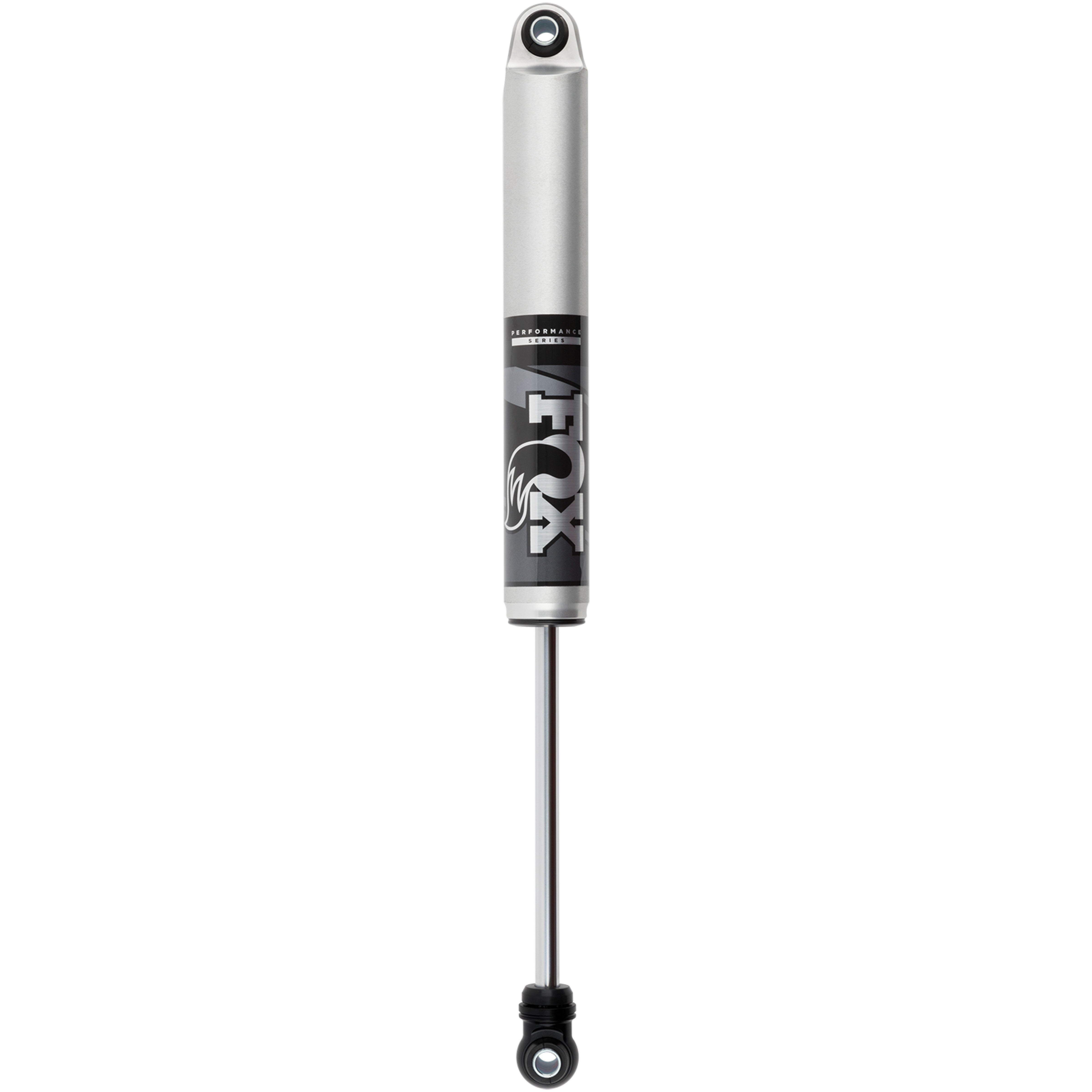 Fox 2.0 Performance Series IFP rear shock with clear-anodized aluminum body and black mounting hardware.