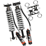 FOX Performance Elite Series 2.5 remote reservoir front coilover with silver spring and black anodized components.