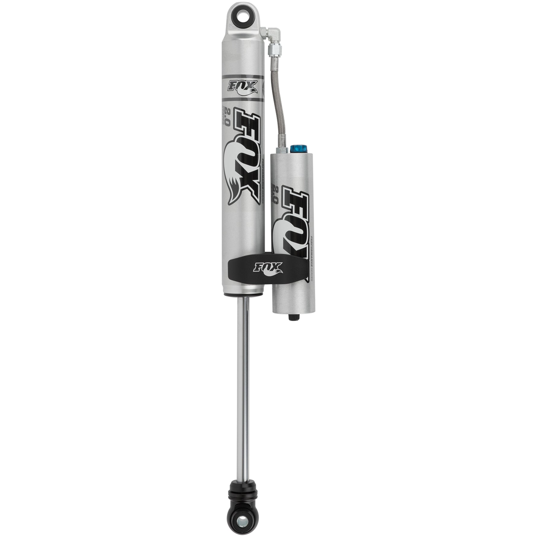Black Fox 2.0 Factory Series smooth body reservoir shock with external reservoir, CD adjuster, and eyelet mounts