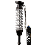 Fox 2.5 Factory Series remote reservoir coilover with blue coil spring and Dual Speed Compression adjustment dial.