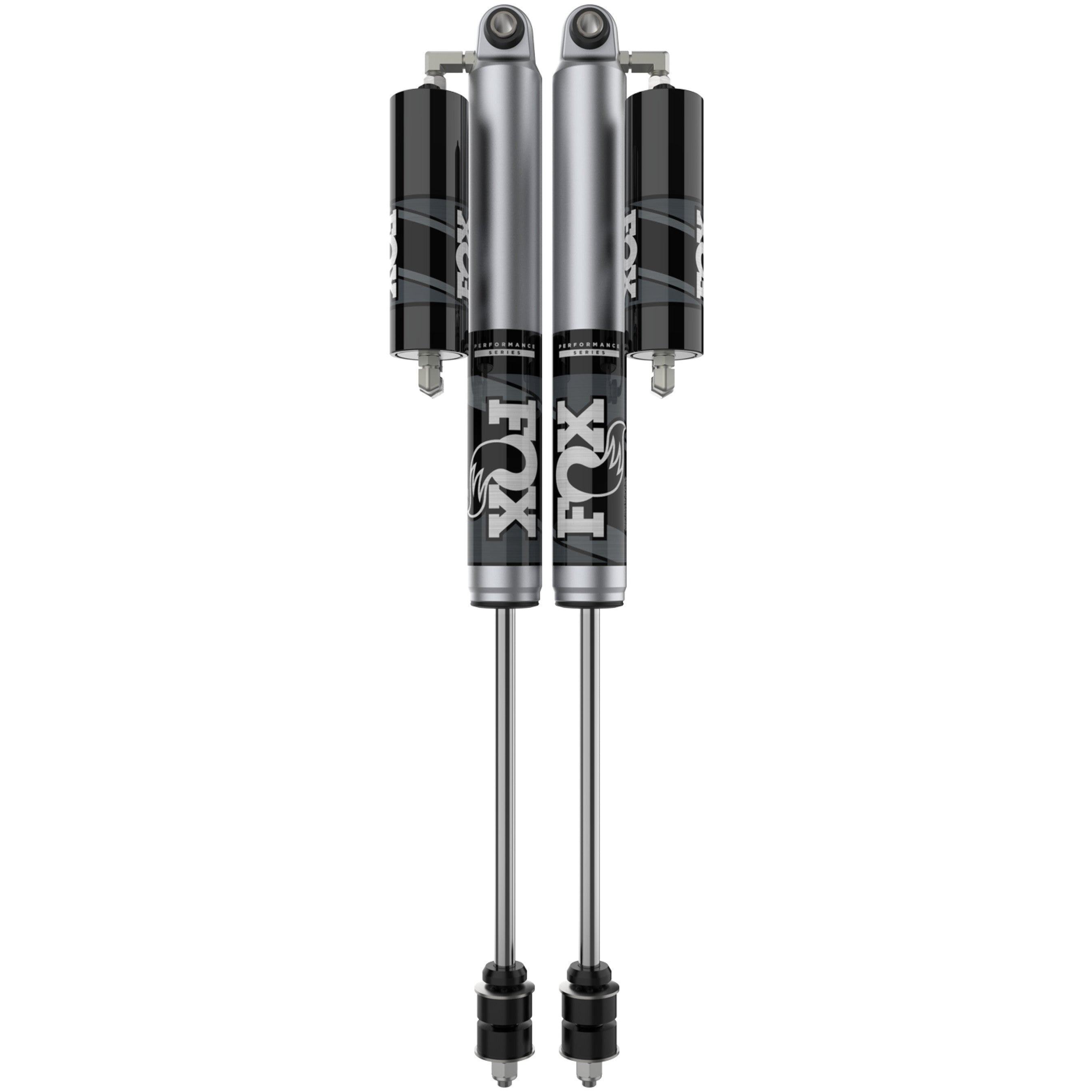 Pair of Fox 2.0 Performance Series reservoir shocks with aluminum clamps for 2014-2025 Ram 2500 trucks