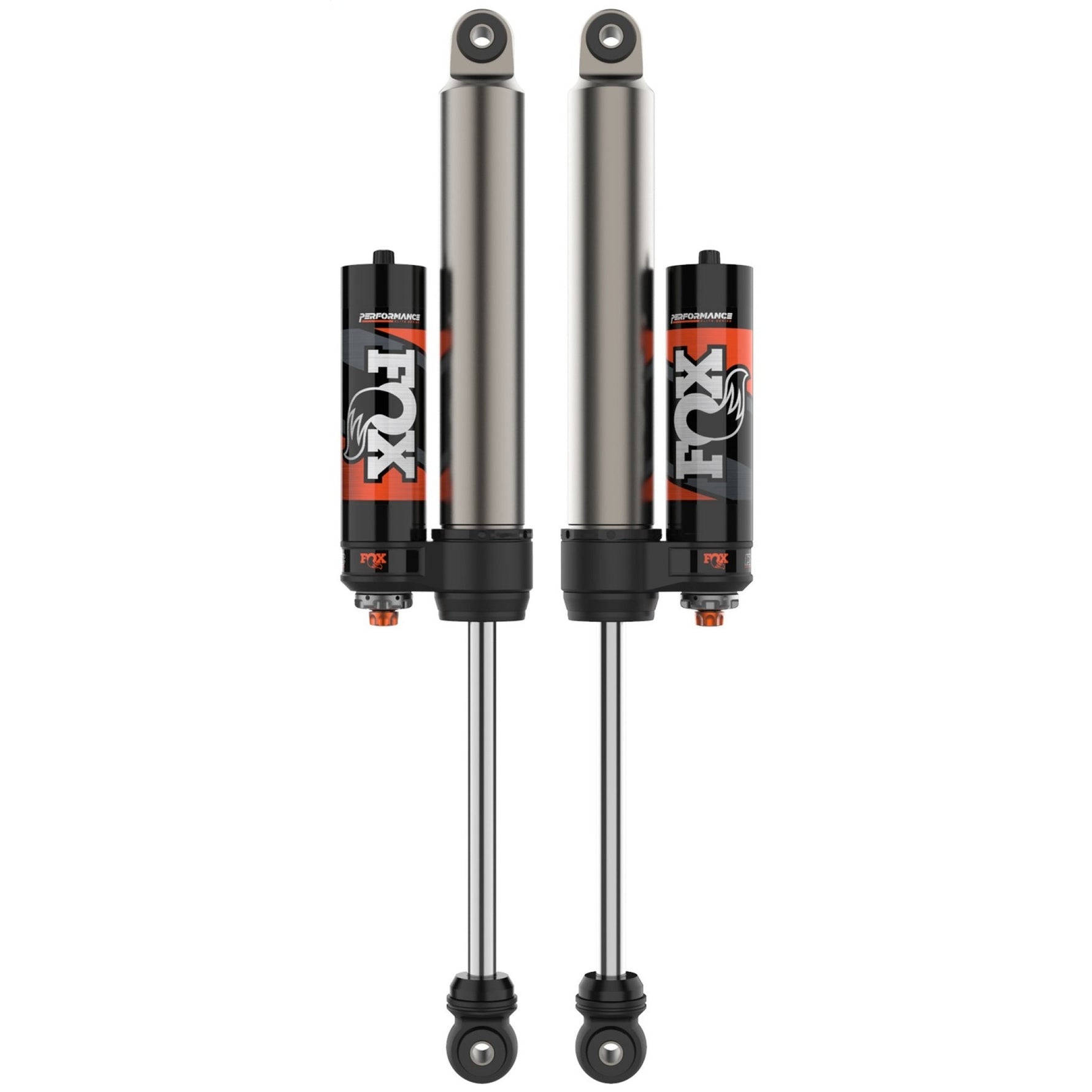 Fox 2.5 Performance Elite Series rear shock with piggyback reservoir and DSC adjuster for lifted 2014-2025 Ram 3500.