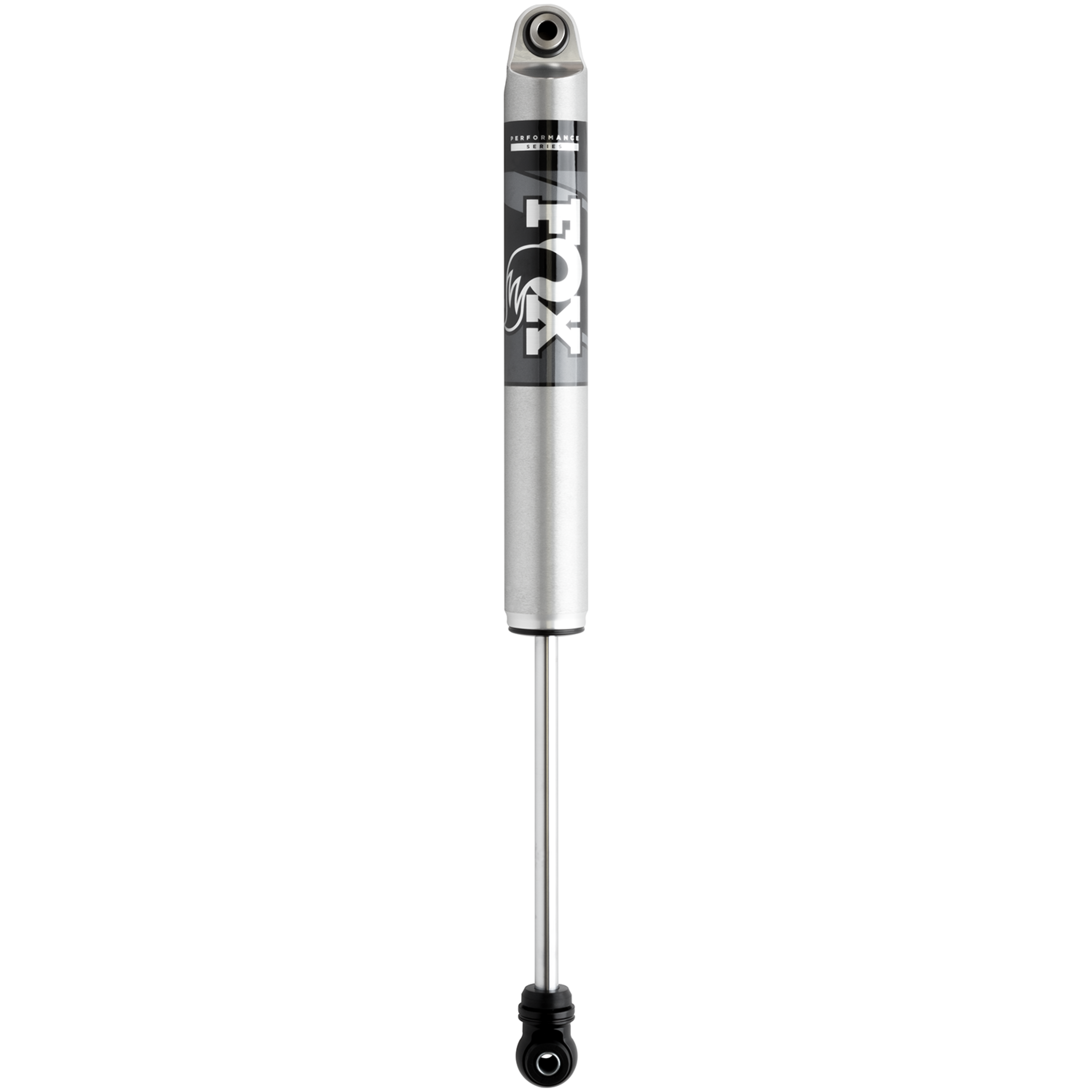 Fox 2.0 Performance Series aluminum smooth body front shock with black anodized mounting hardware.
