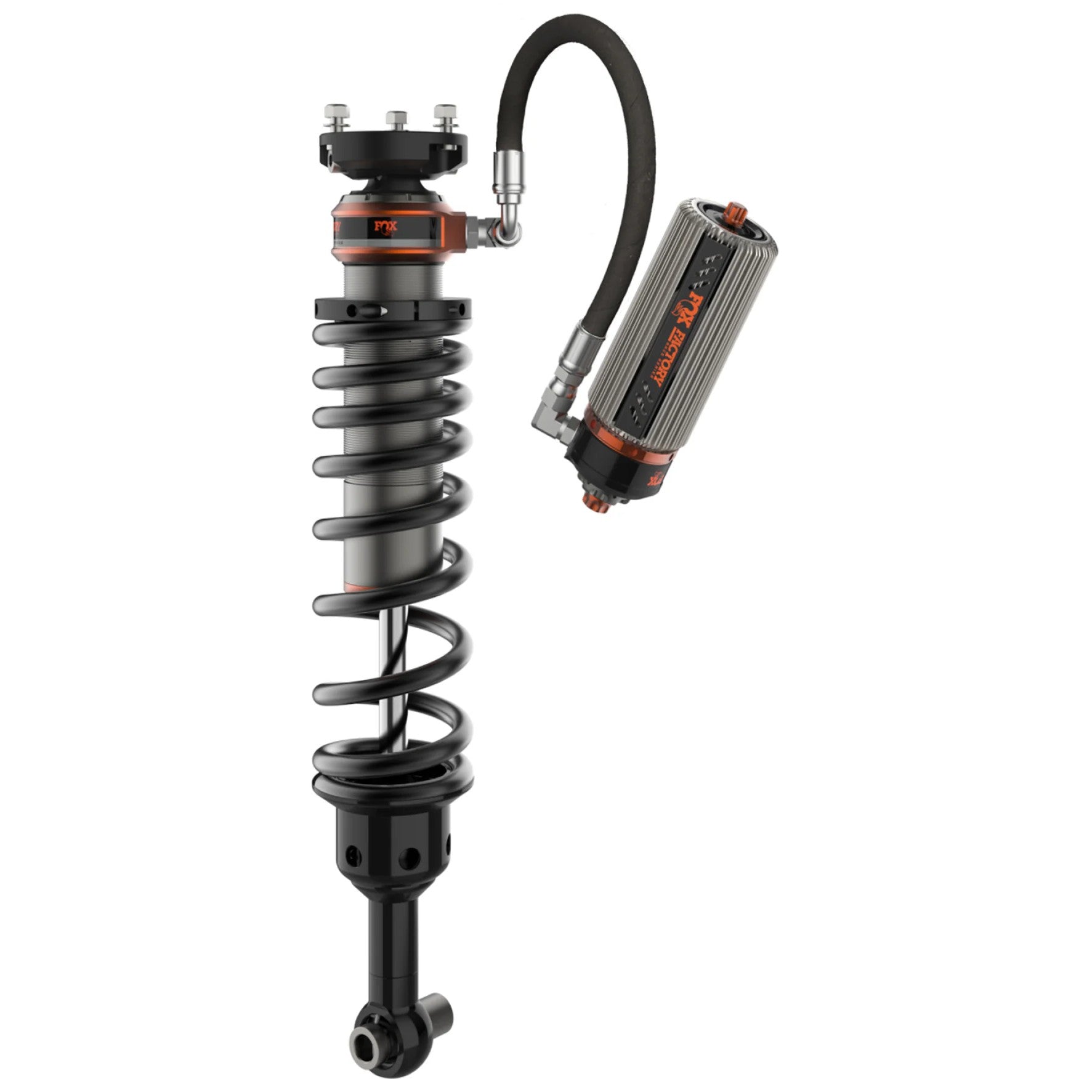 Fox internal bypass rear lift shocks with external reservoirs and DSC adjusters for 2021-2026 Ford Bronco.