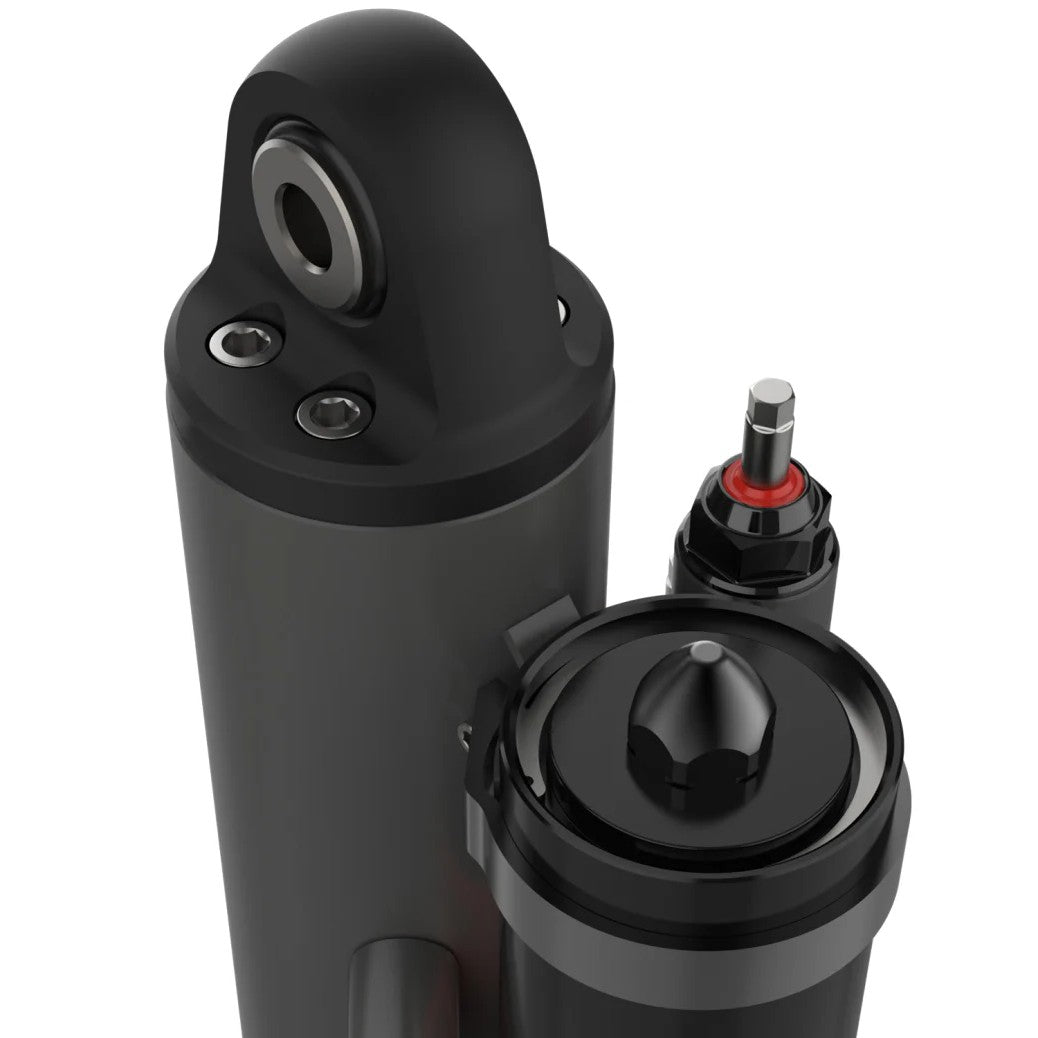 Fox 3.5 Factory Race 5-tube external bypass shock with piggyback reservoir, 16-inch travel, and Cerakote finish.