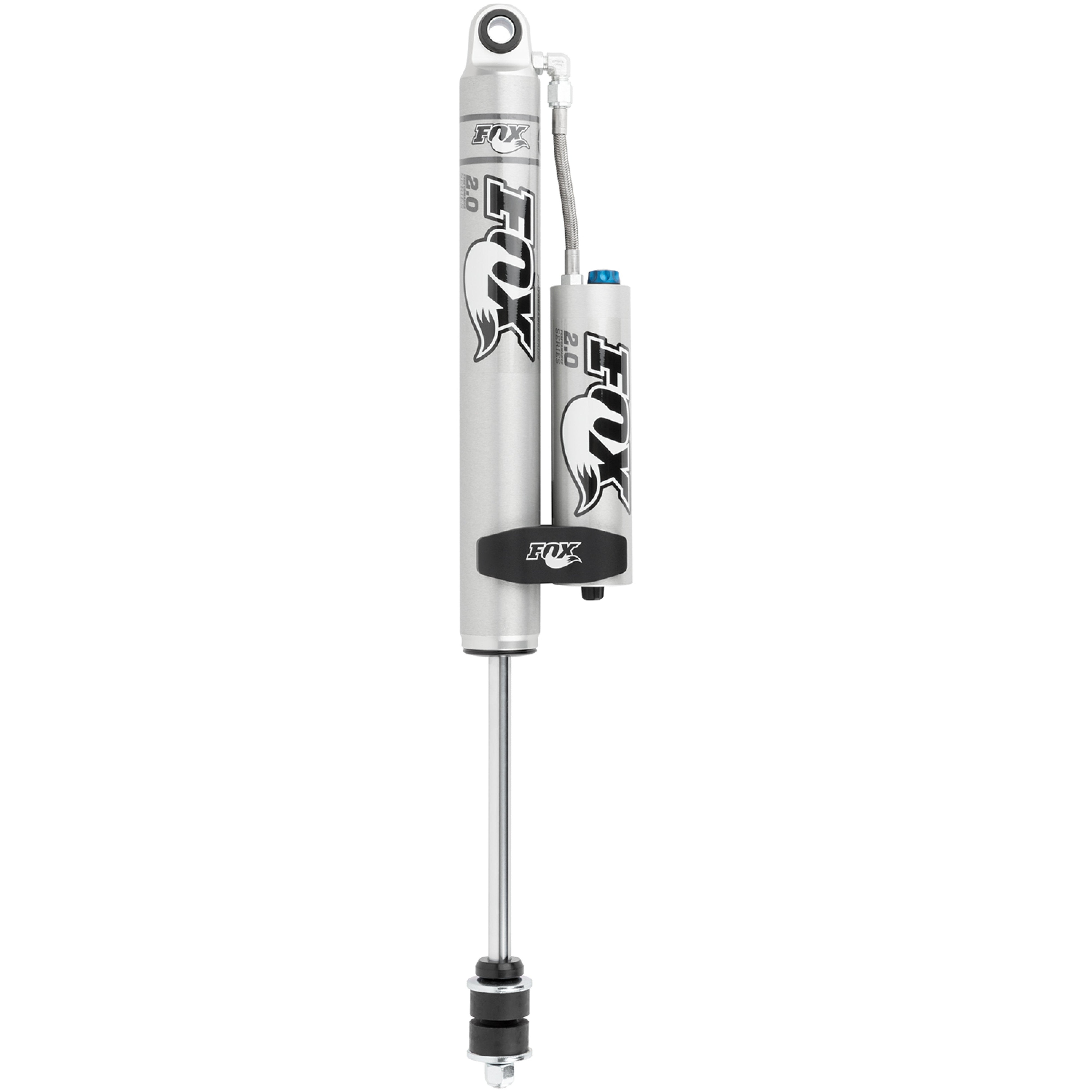 Fox 2.0 Performance Series front remote reservoir shock with CD adjuster dial and aluminum mounting hardware