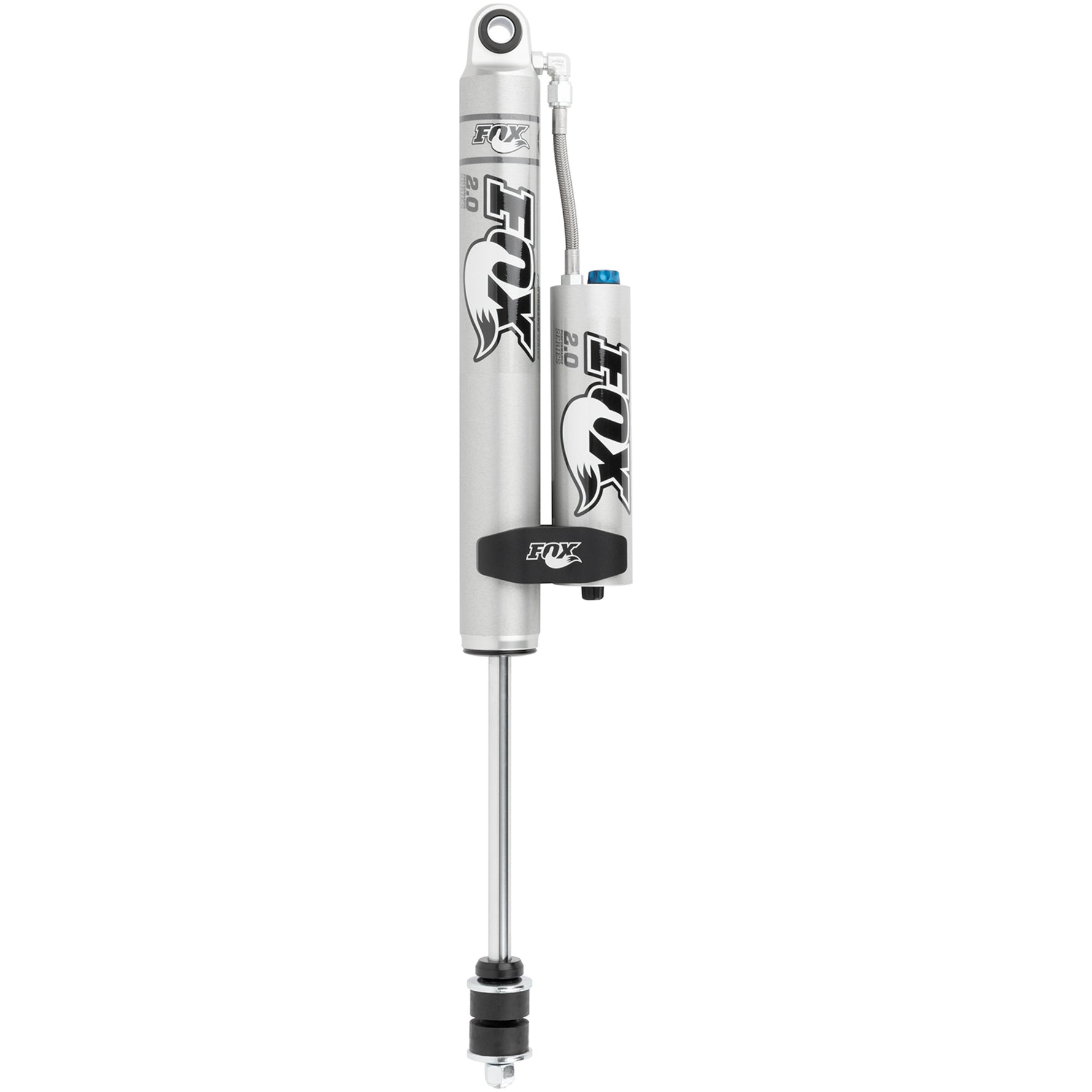 Fox 2.0 Performance Series front remote reservoir shock with CD adjuster dial and aluminum mounting hardware