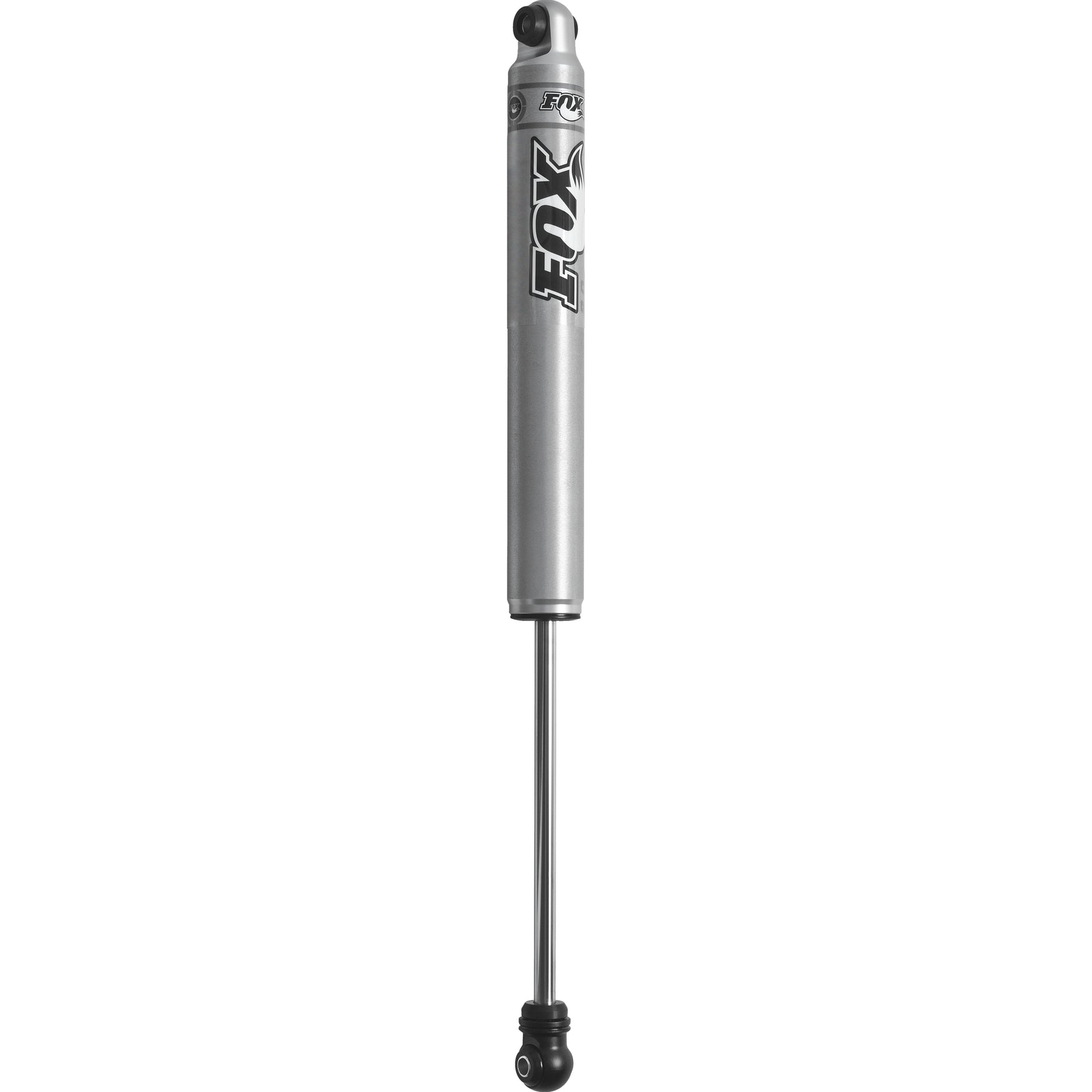 Fox 2.0 Performance Series 6.1in smooth body IFP front shock with silver aluminum finish and black mounting hardware.