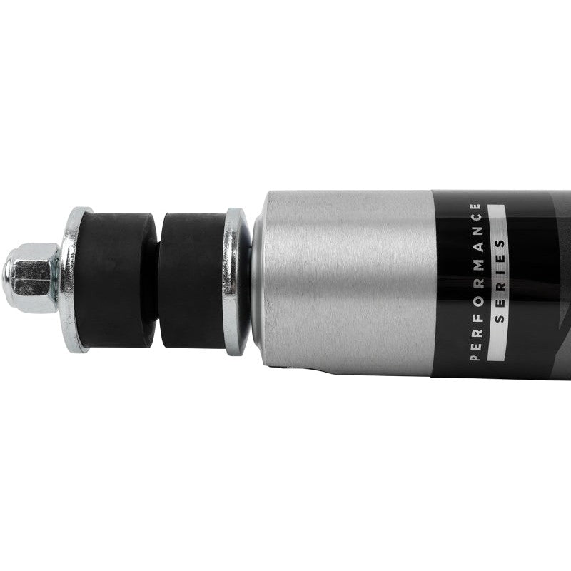 Fox 2.0 Performance Series 9.1in smooth body IFP front shock with silver aluminum finish and black mounting hardware.