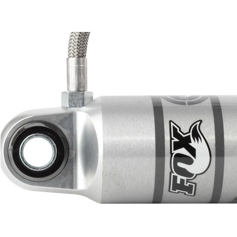 Fox 2.0 Performance Series remote reservoir rear shock with aluminum body, chrome shaft, and mounting clamp.