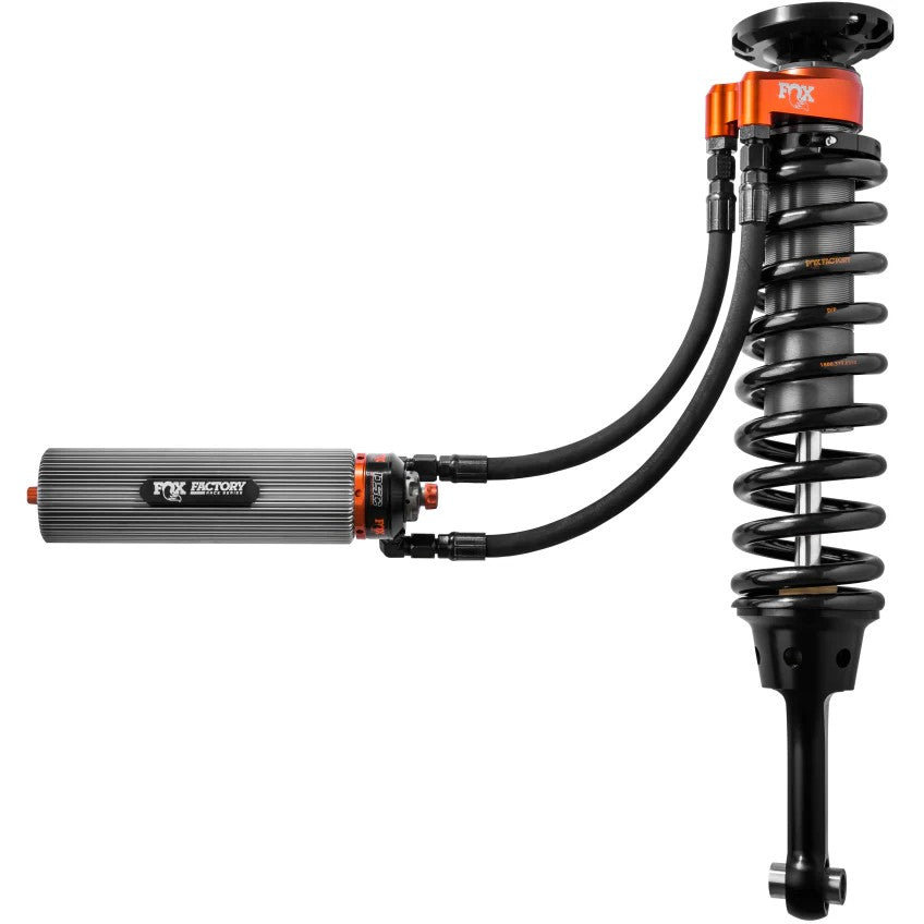 Fox Factory Series 3.0 front coilover shocks with remote reservoirs and DSC adjusters for 2017-2018 Ford F-150 Raptor.