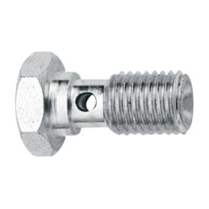 Fragola Performance Systems 3/8-24 steel banjo bolt with fluid passage and precision-cut threads.