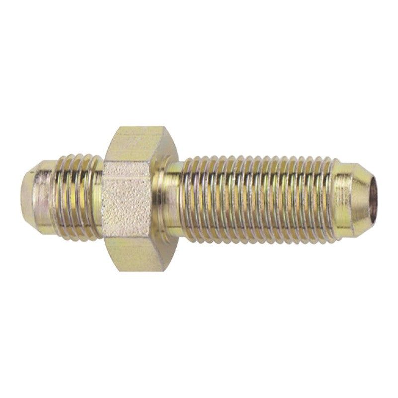 Fragola 583203 straight -3AN steel bulkhead fitting with zinc-plated finish and hex center.