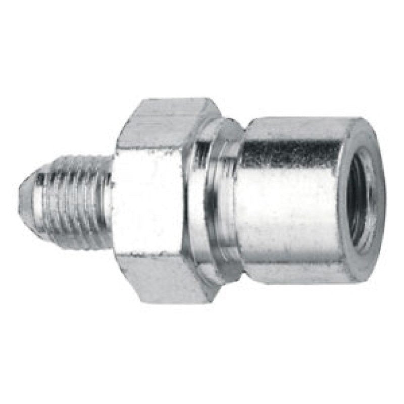 Zinc-plated steel -3AN male to M10 x 1.0 metric bubble flare adapter fitting