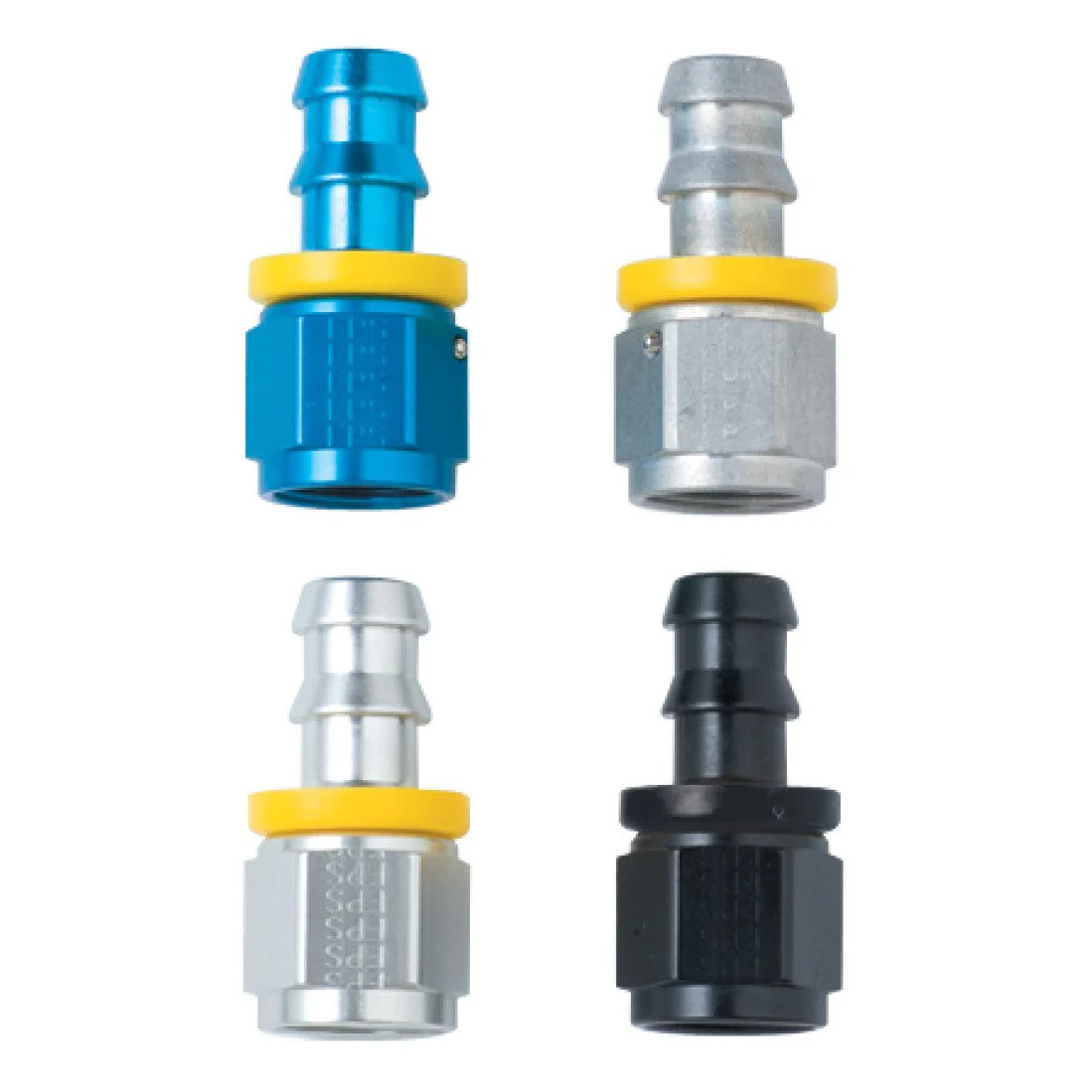 Fragola -4AN black anodized aluminum Push-Lite straight hose end fitting