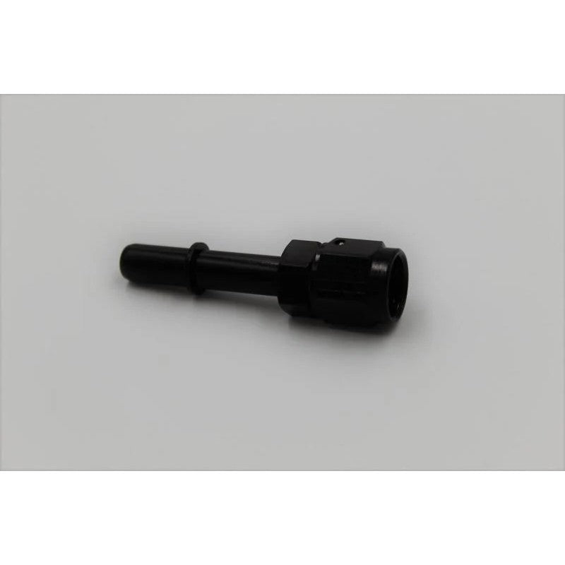 Black anodized Fragola -6AN female to 3/8 male EFI quick-connect fuel system adapter