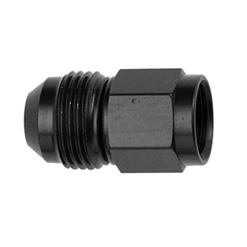 Fragola 497308-BL black anodized aluminum adapter fitting with -6AN female swivel nut and -8AN male flare expander.