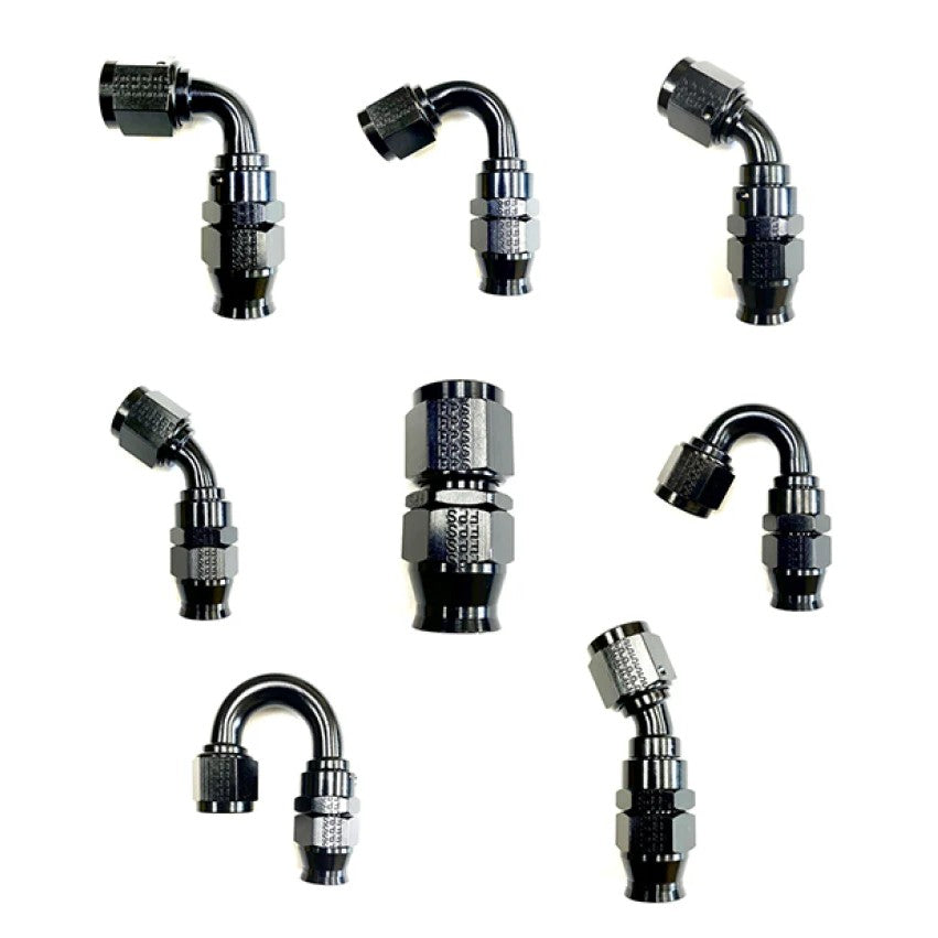 Fragola Real Street -6AN 150-degree black hose end for PTFE hose