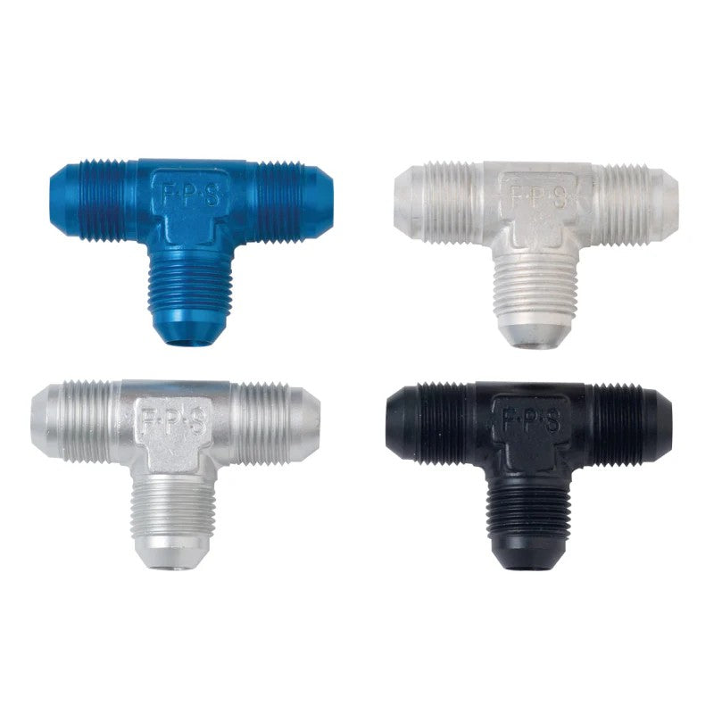 Black anodized aluminum -6AN three-way tee adapter fitting