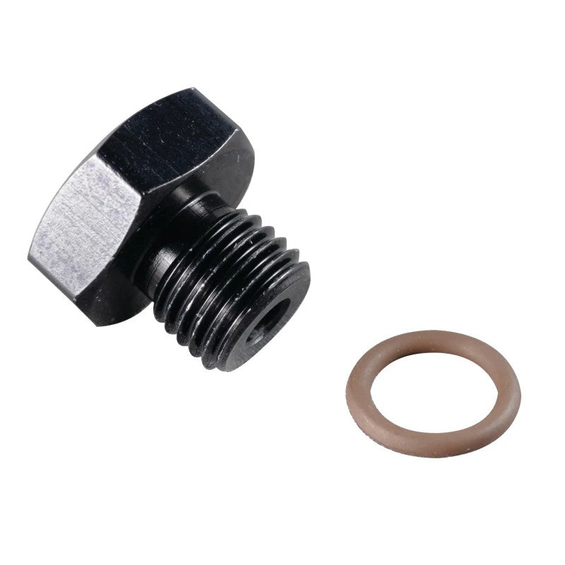 Fragola -8AN black anodized port plug with 3/4-16 thread pitch