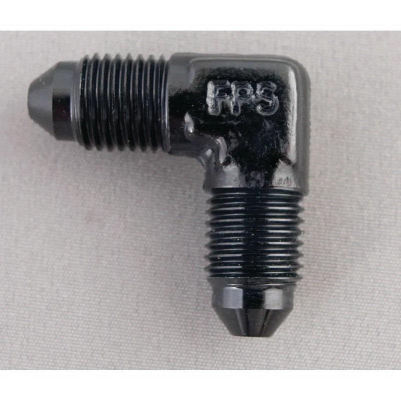 Black anodized aluminum Fragola -8AN 90-degree male-to-male union fitting