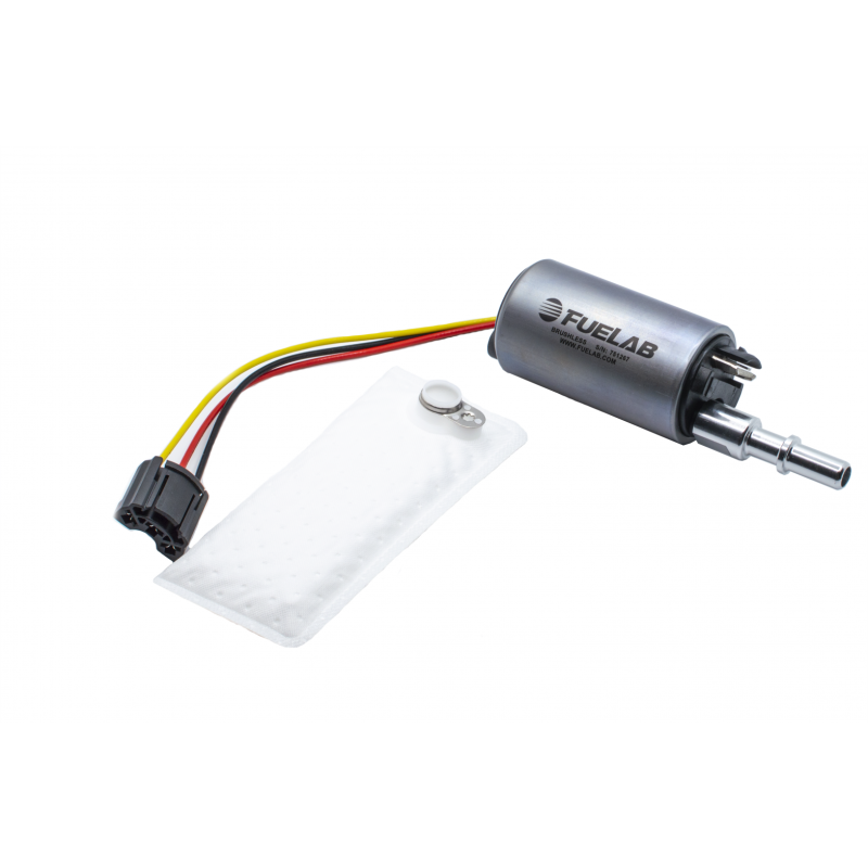 Fuelab 496 Series in-tank brushless fuel pump with 500 LPH flow rating and 3/8-inch SAE outlet.
