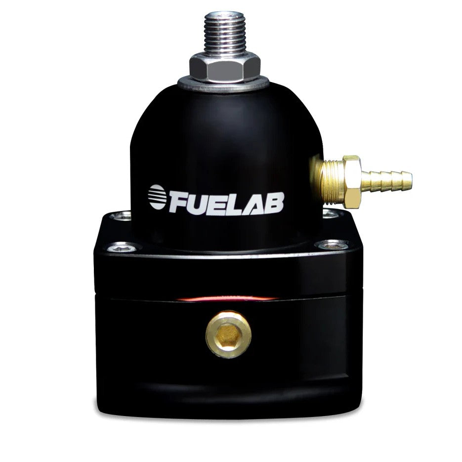 Black Fuelab 51501-1 515 Series EFI adjustable fuel pressure regulator with dual -10AN inlets and one -6AN return port.