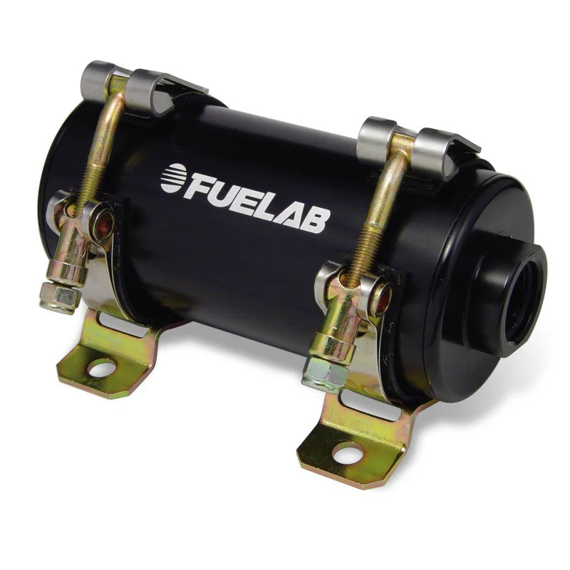 Black Fuelab Prodigy 42401-1 high pressure EFI in-line fuel pump with brushless motor housing