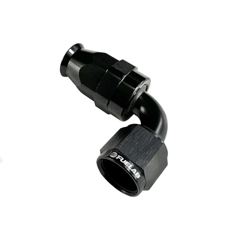 Fuelab 72690-08 90-degree -8AN swivel hose end fitting for PTFE-lined fuel and oil hoses.
