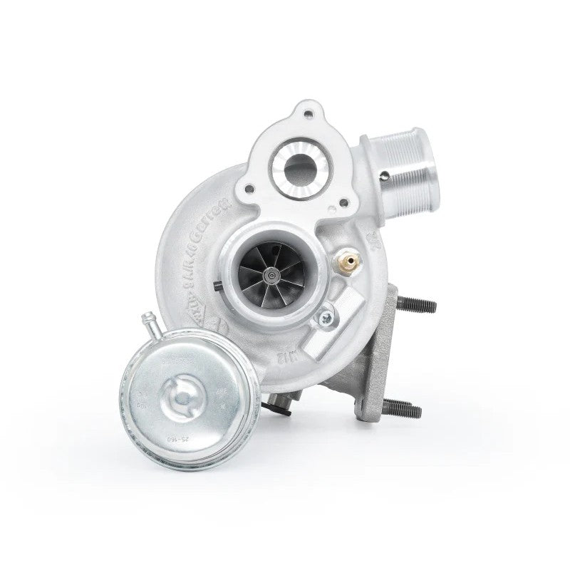 Garrett PowerMax MGT1446Z turbocharger for Fiat 500 Abarth showing the compressor housing and wastegate actuator.