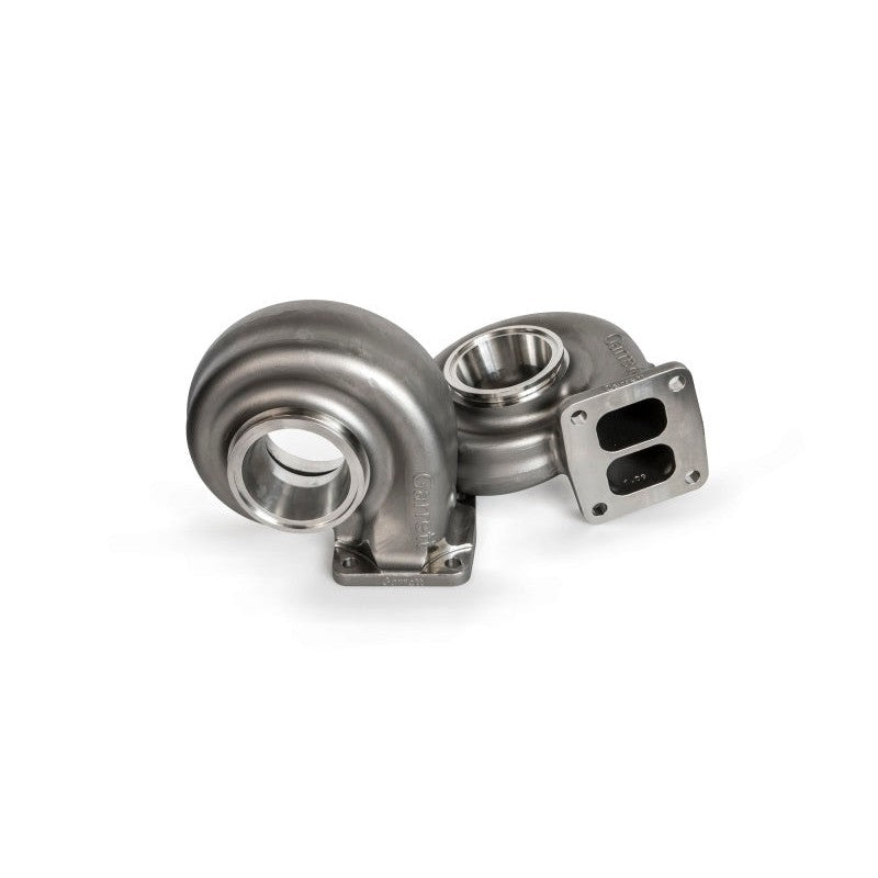 Garrett G35 turbine housing featuring a divided T4 inlet, V-band discharge flange, and 1.06 A/R spec markings.