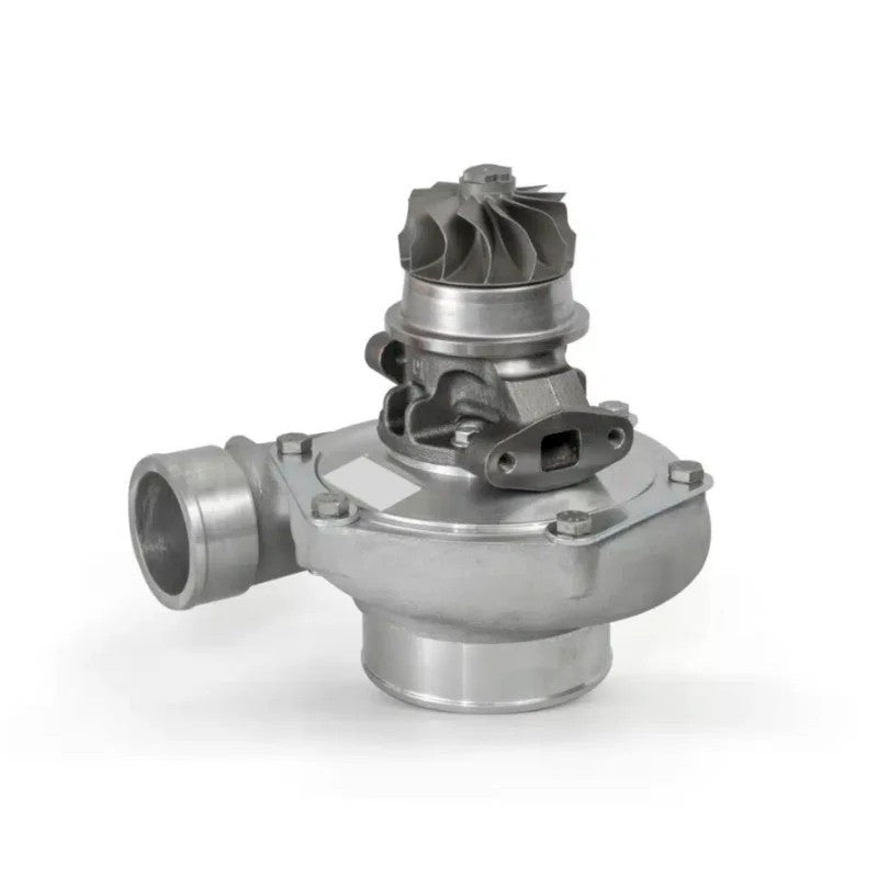 Garrett GBC35-700 Super Core turbocharger assembly featuring a silver compressor housing and oil-cooled CHRA.