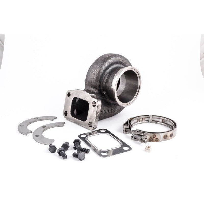 Garrett GT35R turbine housing cast from Ni-Resist material featuring a T3 inlet and V-band exhaust outlet.