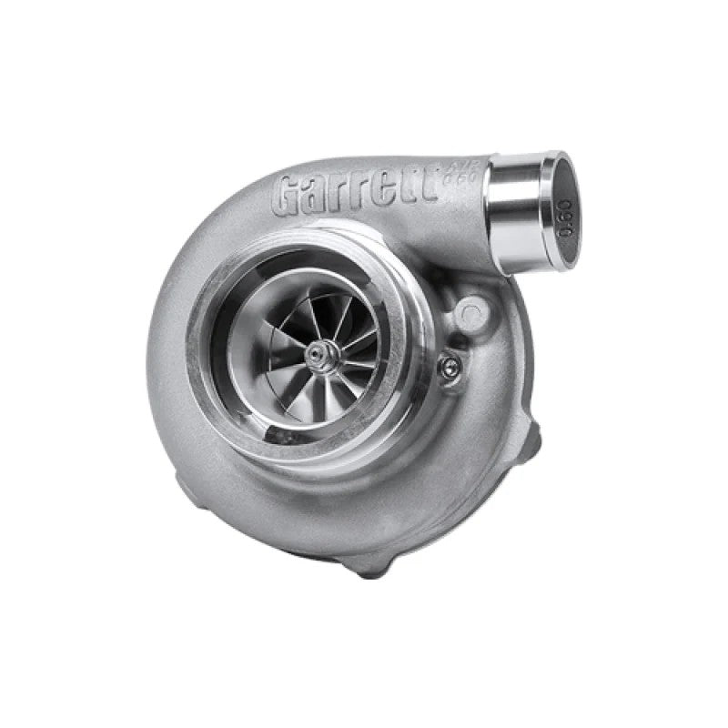 Garrett GTX3576R Gen II Super Core turbocharger assembly featuring the silver compressor housing and forged compressor wheel.