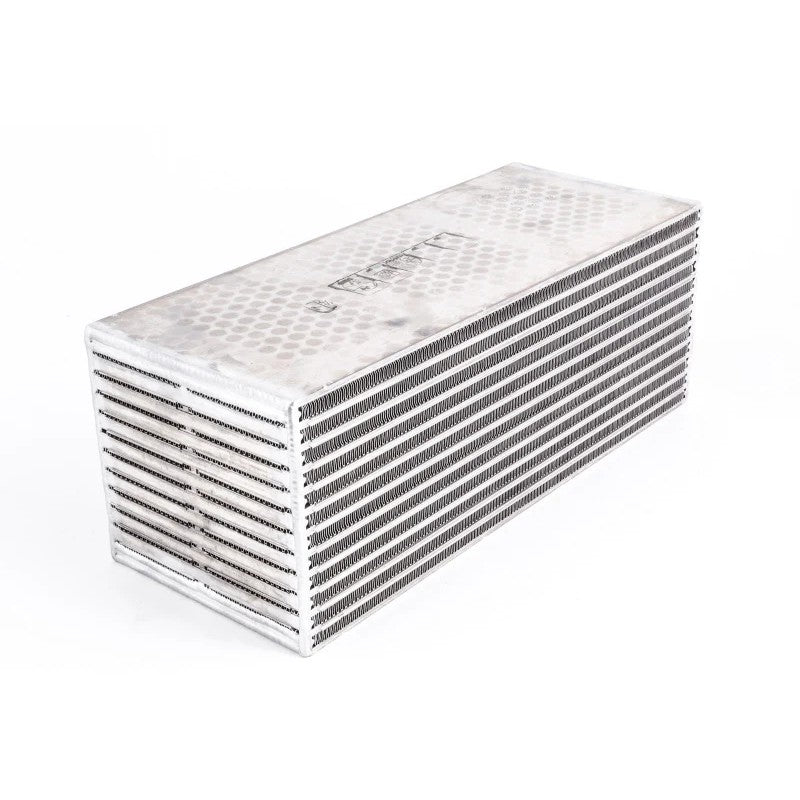 Garrett water-to-air charge air cooler core with bar-and-plate construction, rated for 1000 horsepower.