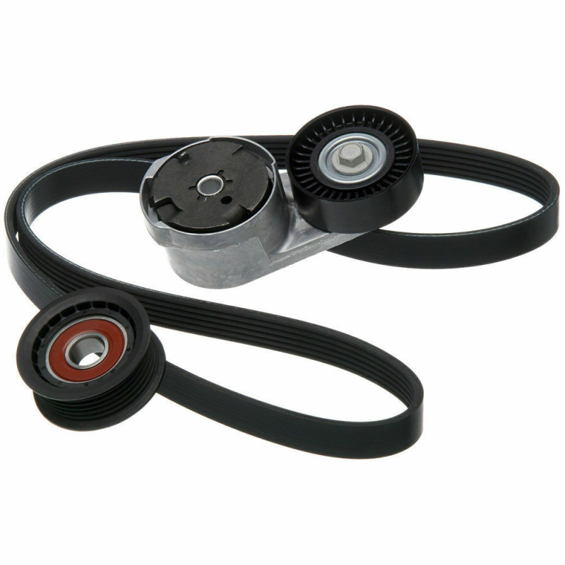 Gates Micro-V ribbed serpentine belt K060766A showing multi-rib EPDM rubber construction.