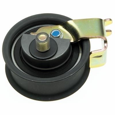 Gates T42146 timing belt tensioner pulley featuring a precision-sealed bearing and smooth steel contact surface.