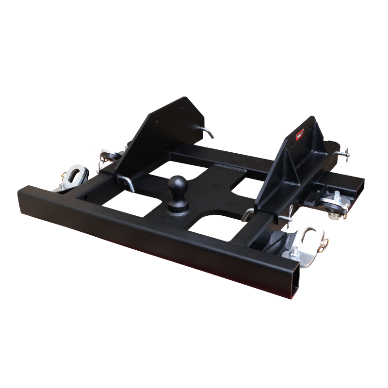 Gen-Y Advantage black powder-coated OEM puck mount combo hitch for Ford trucks with 5th wheel and gooseneck attachment points.