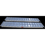 Pair of Gen-Y Extreme-Duty aluminum loading ramps featuring hybrid hook and plate ends and a 5,000 pound per ramp capacity.