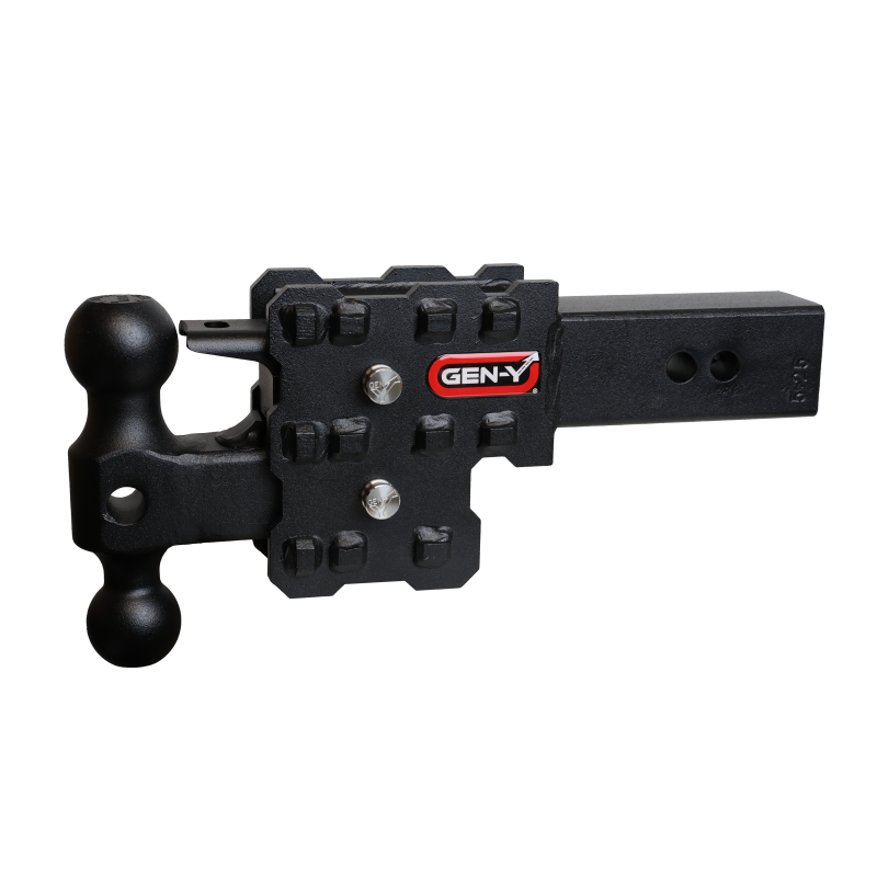 Gen-Y Phantom-X 2.5 inch solid shank adjustable hitch with dual ball mount and pintle lock attachment