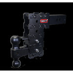 Gen-Y Phantom-X 2.5-inch solid shank 7.5-inch adjustable drop hitch with dual ball mount and pintle lock attachment.