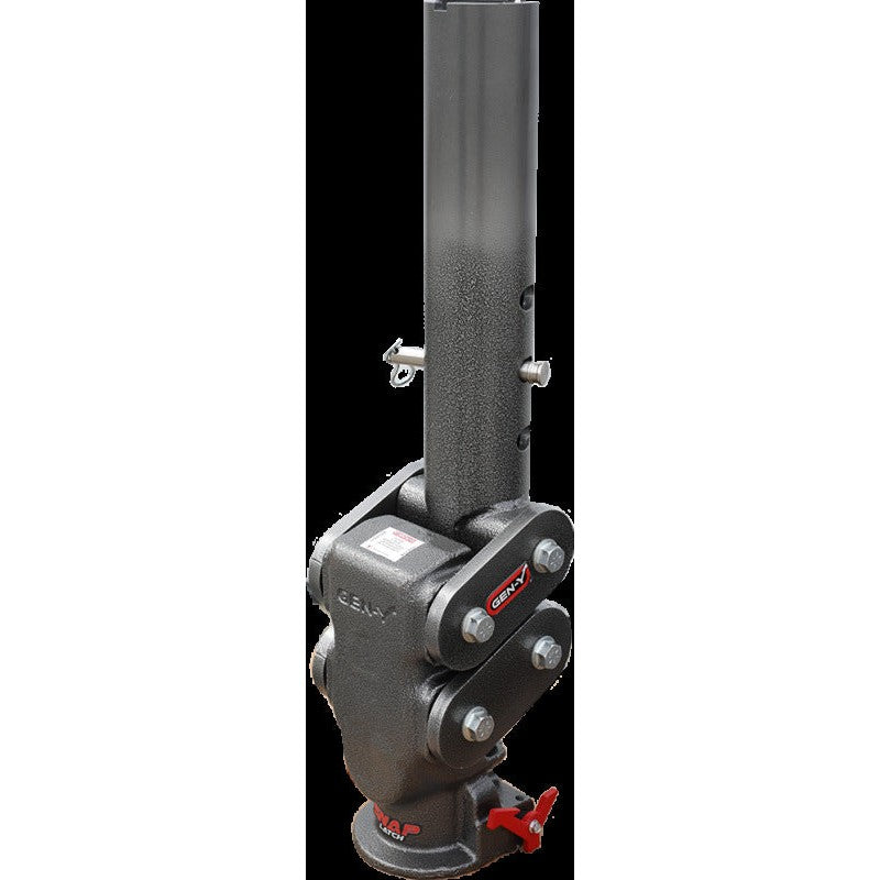 Gen-Y Spartan Torsion-Flex gooseneck coupler featuring 4-inch round tube and 5-inch offset with SnapLatch hitch