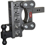 Gen-Y Boss Torsion-Flex adjustable 9-inch drop hitch with 2.5-inch shank, dual-ball mount, and pintle lock
