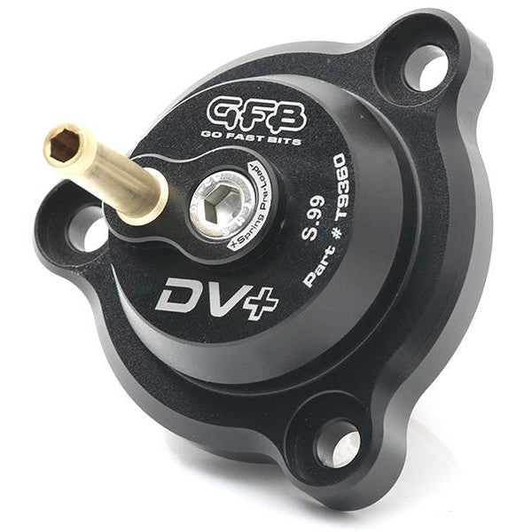GFB DV+ performance diverter valve T9360 for Ford Focus RS showing precision-machined internal components.